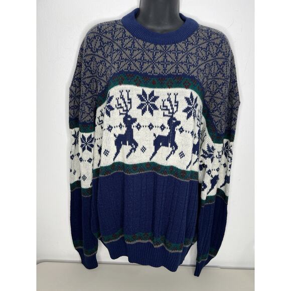 Vintage 90s Ash Creek Reindeer Sweater Acrylic Retro Size XL - Picture 1 of 7